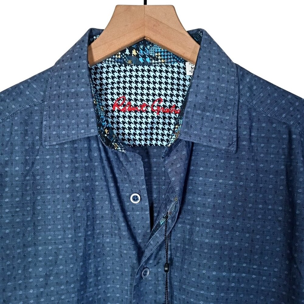 NEW Robert Graham Union Circle Classic Fit Button Up Shirt Navy Flip Cuff Size M